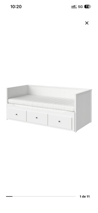 Diván blanco IKEA con 3 cajones y 2 colchones
