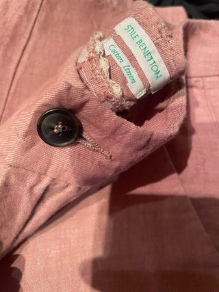 Pantaloni donna Benetton lino e cotone rosa