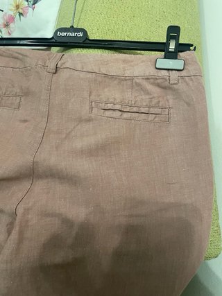 Pantaloni donna Benetton lino e cotone rosa