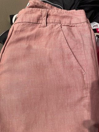 Pantaloni donna Benetton lino e cotone rosa