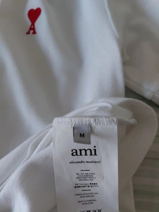 Camisa Polo AMI Paris Blanca Corazón Rojo