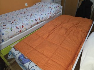 Cama nido con cajones verde y blanco 90x200