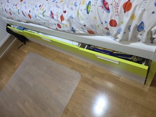 Cama nido con cajones verde y blanco 90x200