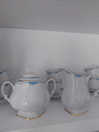 Juego de café de porcelana azul y blanco