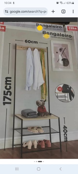Perchero y zapatero de metal y madera