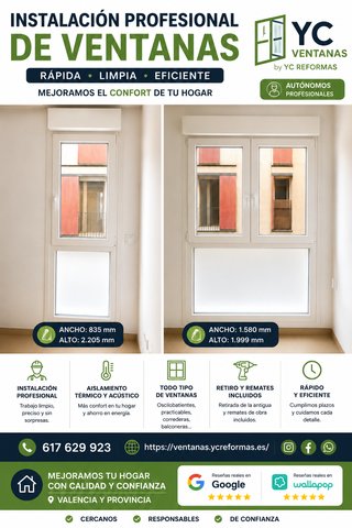 Autónomo, instalador ventanas pvc y aluminio .