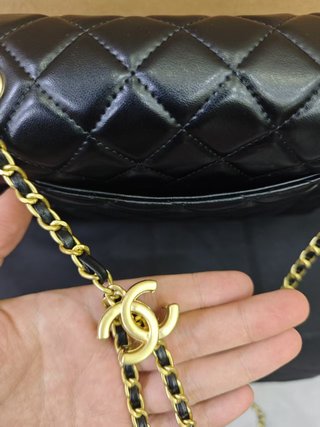 Bolso Mini Chanel CF Piel Negro Cadena Dorada
