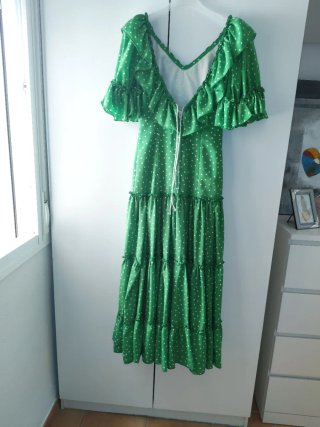 Vestido Flamenca Romería Verde Lunares