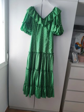 Vestido Flamenca Romería Verde Lunares