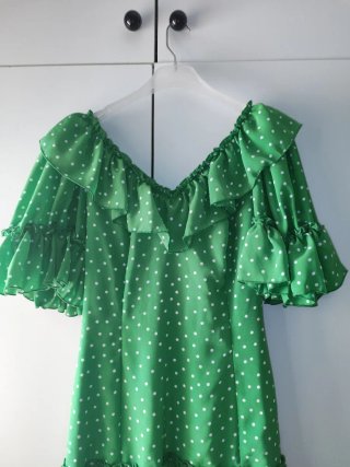 Vestido Flamenca Romería Verde Lunares