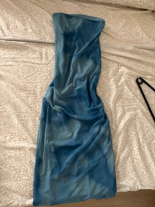 Vestido largo azul tie-dye