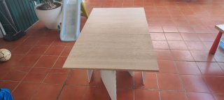 Mesa plegable madera y blanco