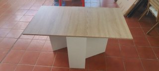Mesa plegable madera y blanco
