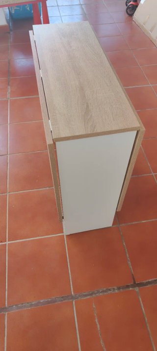 Mesa plegable madera y blanco
