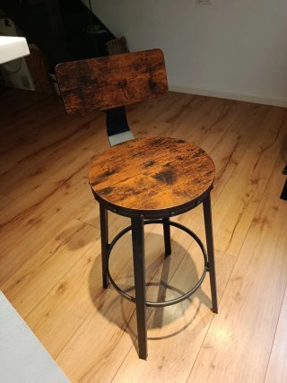 Taburete estilo industrial madera y metal