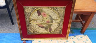 Cuadro antiguo mapa celeste enmarcado