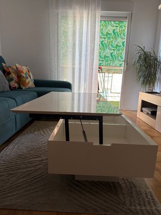 Mesa de centro blanca abatible