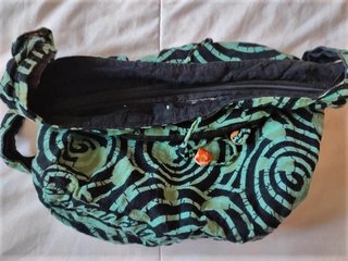 Bolso tela algodón saco cruzado verde negro Bueno