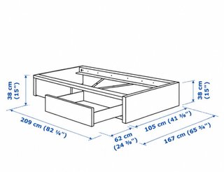 Cama individual IKEA MALM 90cm con cajones