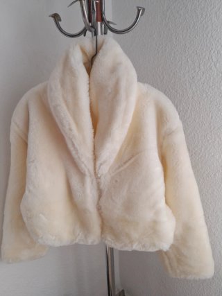 Chaqueta pelo fiesta beige/blanca talla única