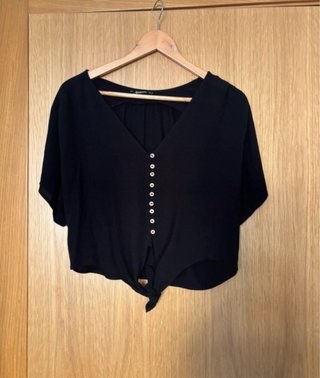 Camiseta Stradivarius Negra Talla XS