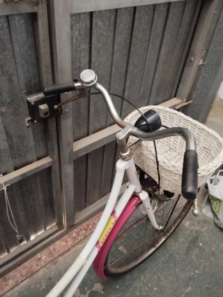 Bicicleta paseo años 80 blanca y rosa