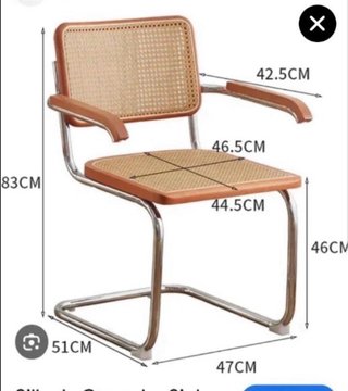 Juego 4 Sillas Estilo Cesca Madera y Ratán