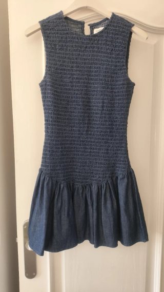 Vestido vaquero corto nido de abeja