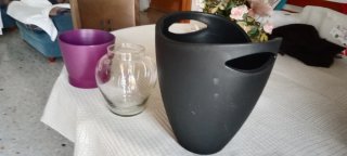 Jarrón Morado y Transparente