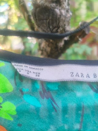 Blusa Zara Verde Estampado Floral