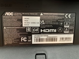 Pantalla AOC 27 FHD VA Panel HDMI Negro