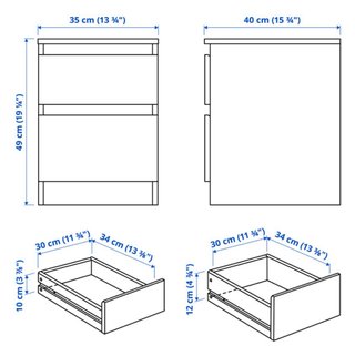 Due Comodini Ikea Kullen a 2 cassetti nero-marrone.