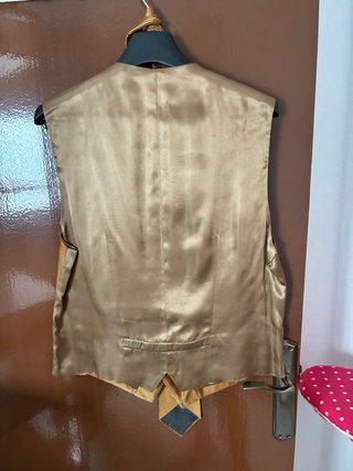 Traje de Novio Negro con Chaleco y Corbata Naranja