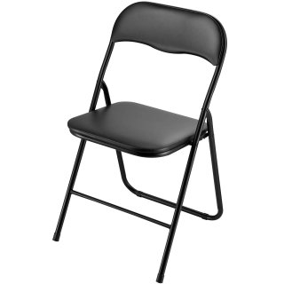 Set di 6 Sedie Pieghevoli in Pelle in Metallo Nero