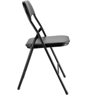 Set di 6 Sedie Pieghevoli in Pelle in Metallo Nero