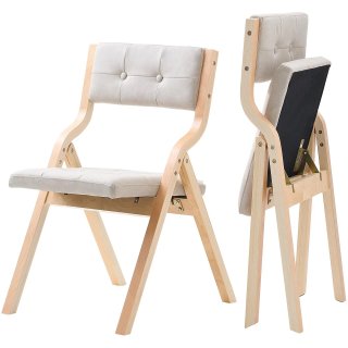 Sedie Pieghevoli in Legno con Cuscino Set da 2