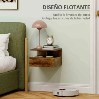 2 Mesitas Flotantes con Cajón y Estante