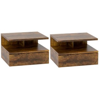 2 Mesitas Flotantes con Cajón y Estante