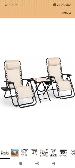 Set Sillas Playa Plegables Beige
