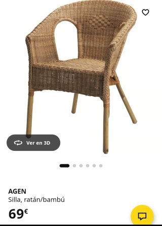 Sillón de ratán y mimbre exterior o interior