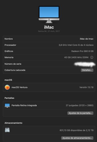 iMac 27 Retina 5K 2017 - 40GB RAM - 2TB SSD