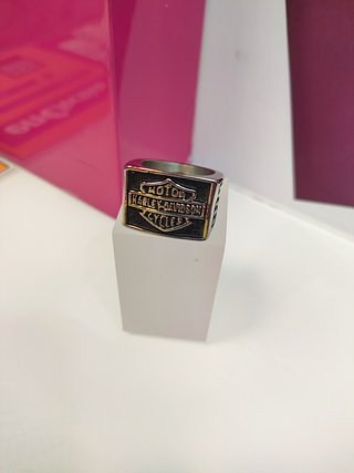 Anillo acero  plateado tipo sello cuadrado harley davidson T