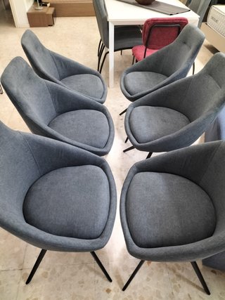 Juego de 6 sillas de comedor grises
