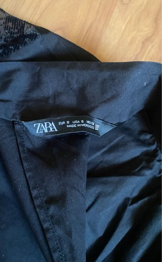 Blusa Zara Negra Mangas Encaje Talla S