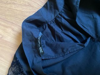 Blusa Zara Negra Mangas Encaje Talla S