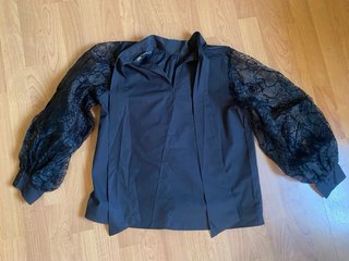 Blusa Zara Negra Mangas Encaje Talla S