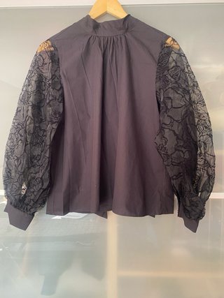 Blusa Zara Negra Mangas Encaje Talla S