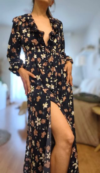Vestido largo floral Boohoo talla 34