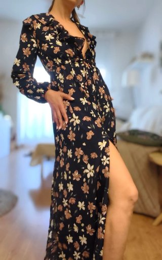 Vestido largo floral Boohoo talla 34