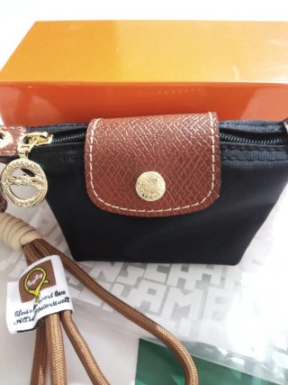 Monedero Longchamp Negro y Marrón